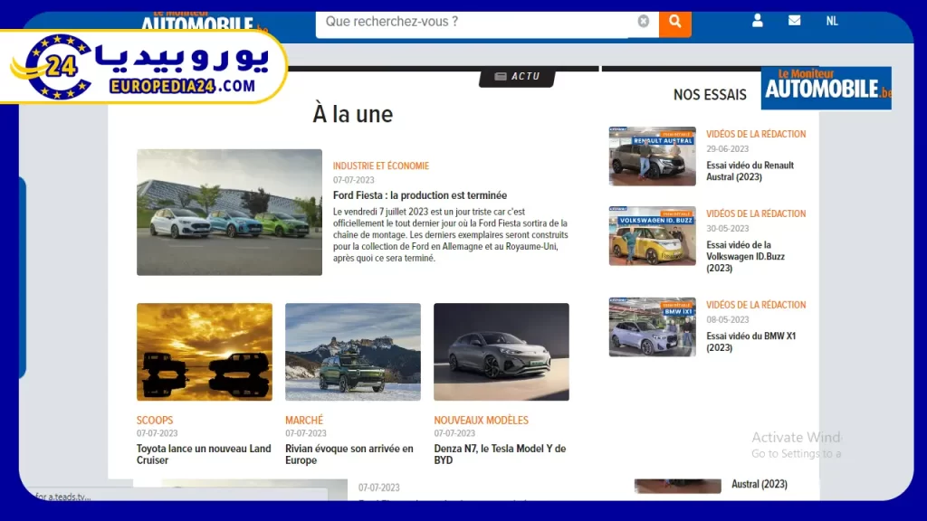 موقع le moniteur automobile في بلجيكا