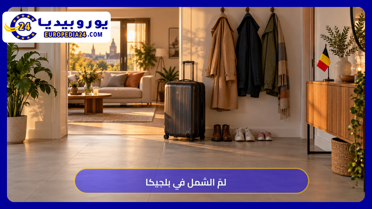 تصوير توضيحي لوصول أسرة إلى منزل في بلجيكا